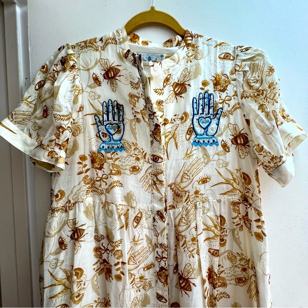 Embroidered Toile Unlogical Poem Midi Dress